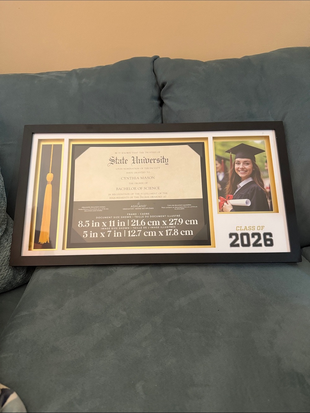 Graduation Diploma and Photo Frame with Tassel -